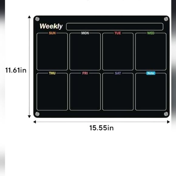 Black Acrylic Weekly Magnetic Planner 2pc Set - Picture 3 of 5